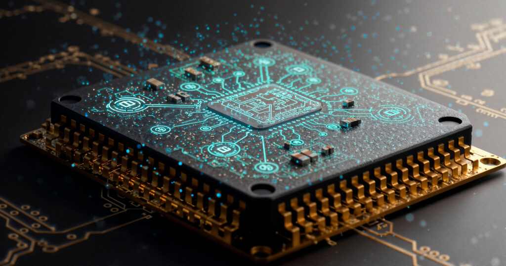 Close Up Futuristic Microchip Circuit Board 1